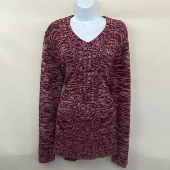 Basic Editions Red & White 100% Cotton Sweater Size L N-25
